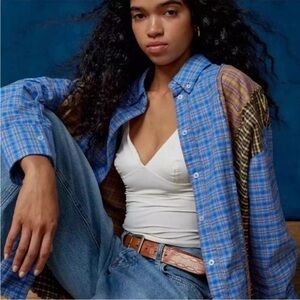 BDG Urban Outfitters Spliced Patchwork Dad Button Down Shirt. Size XS.   NWOT